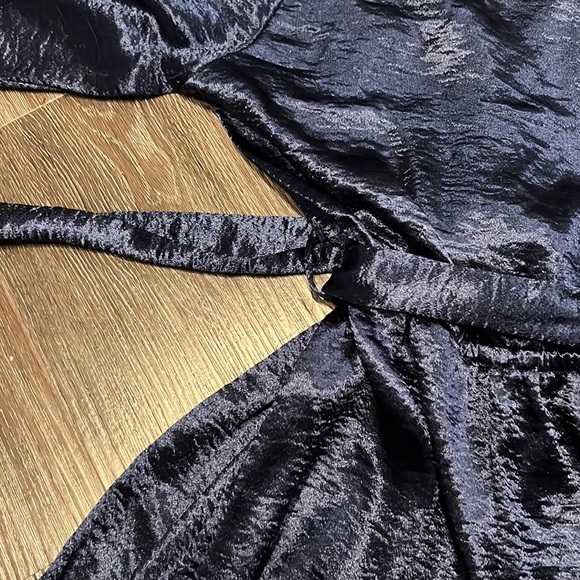 Blue Romper Satin Dress Romper - Picture 8 of 11